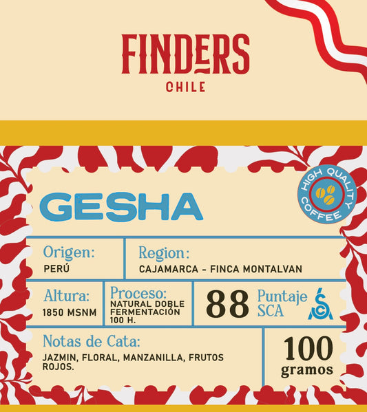 Perú · Cajamarca · Jaén - Variedad - Gesha - Finca: Montalvan - Altura: 1.850 msnm - Proceso: Natural 100 H