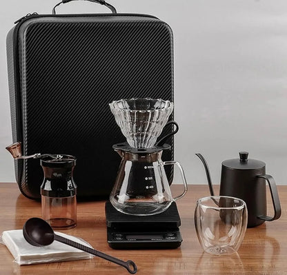 Kit Cafetero Manual 9 Piezas Portatil Para Camping y Viajes color Negro