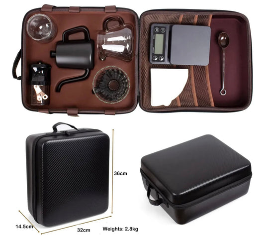 Kit Cafetero Manual 9 Piezas Portatil Para Camping y Viajes color Negro