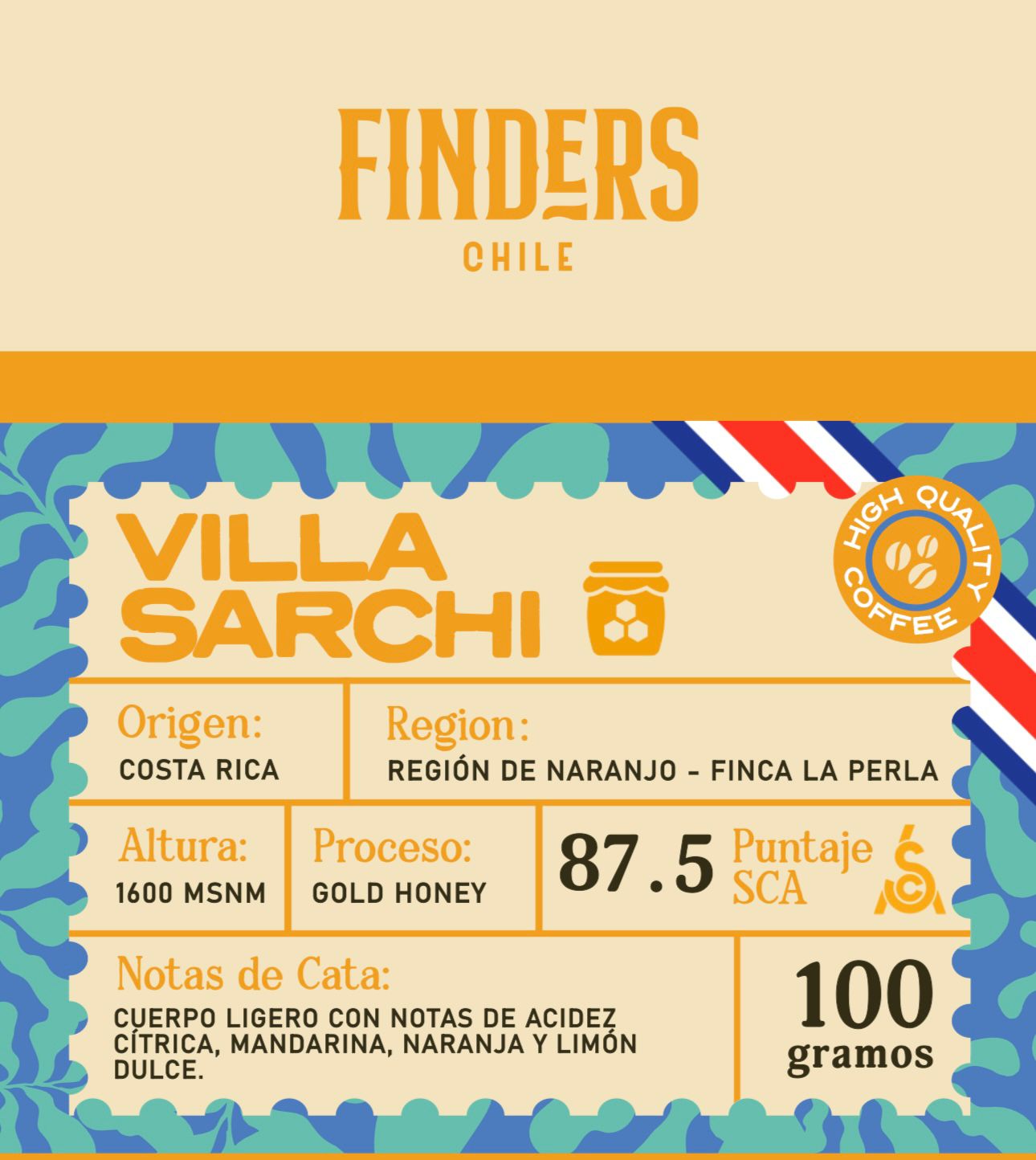 Edicion Limitada - 100 Gramos - Costa Rica - Microlote  - Villa Sarchi- Gold Honey - Finca La Perla