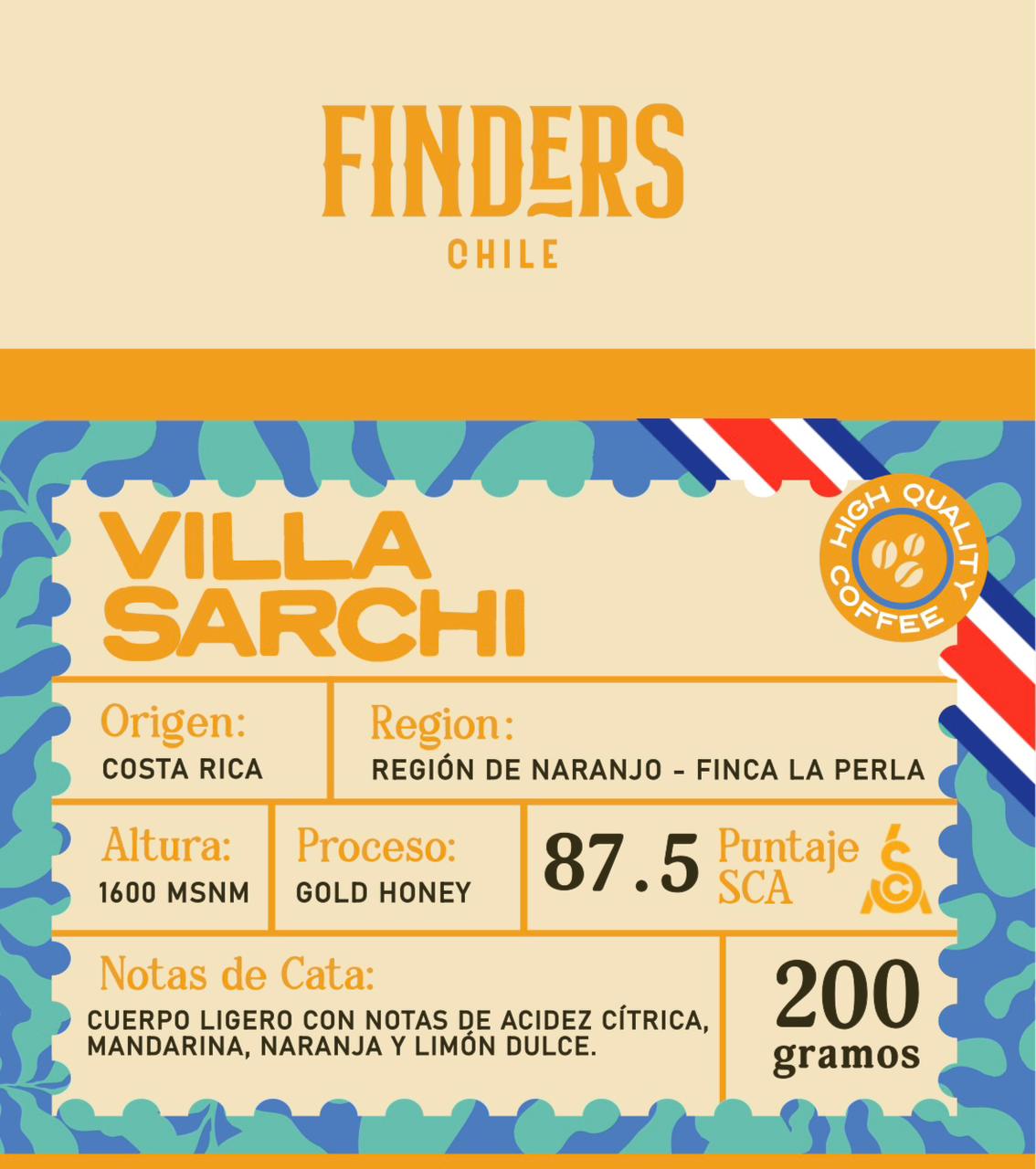 Edicion Limitada - 200 Gramos - Costa Rica - Microlote  - Villa Sarchi- Gold Honey - Finca La Perla